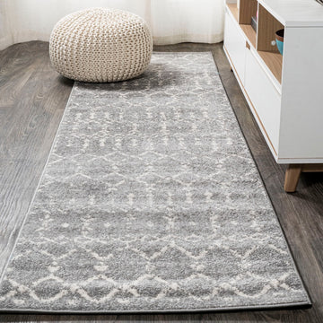 Moroccan Hype Boho Vintage Diamond Area Rug Gray/Ivory